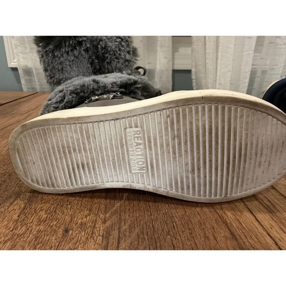 Kids Reaction Kenneth Cole‎ Gray Faux Fur Trim Neffi Logo  Size 11.5